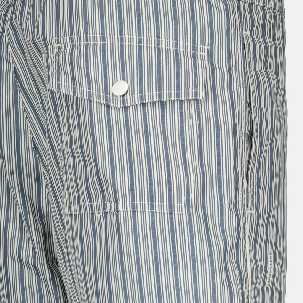 Beachwear Striped Nylon Swim Shorts Moncler Bleu foncé Homme