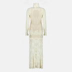 Robes Beige Lace Long Dress Rabanne Beige Femme