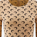 Imagen del mono largo Jersey Moon beige de la marca Marine Serre para mujer - Temporada Otoño-Invierno 2025 - Vista Detallada_1