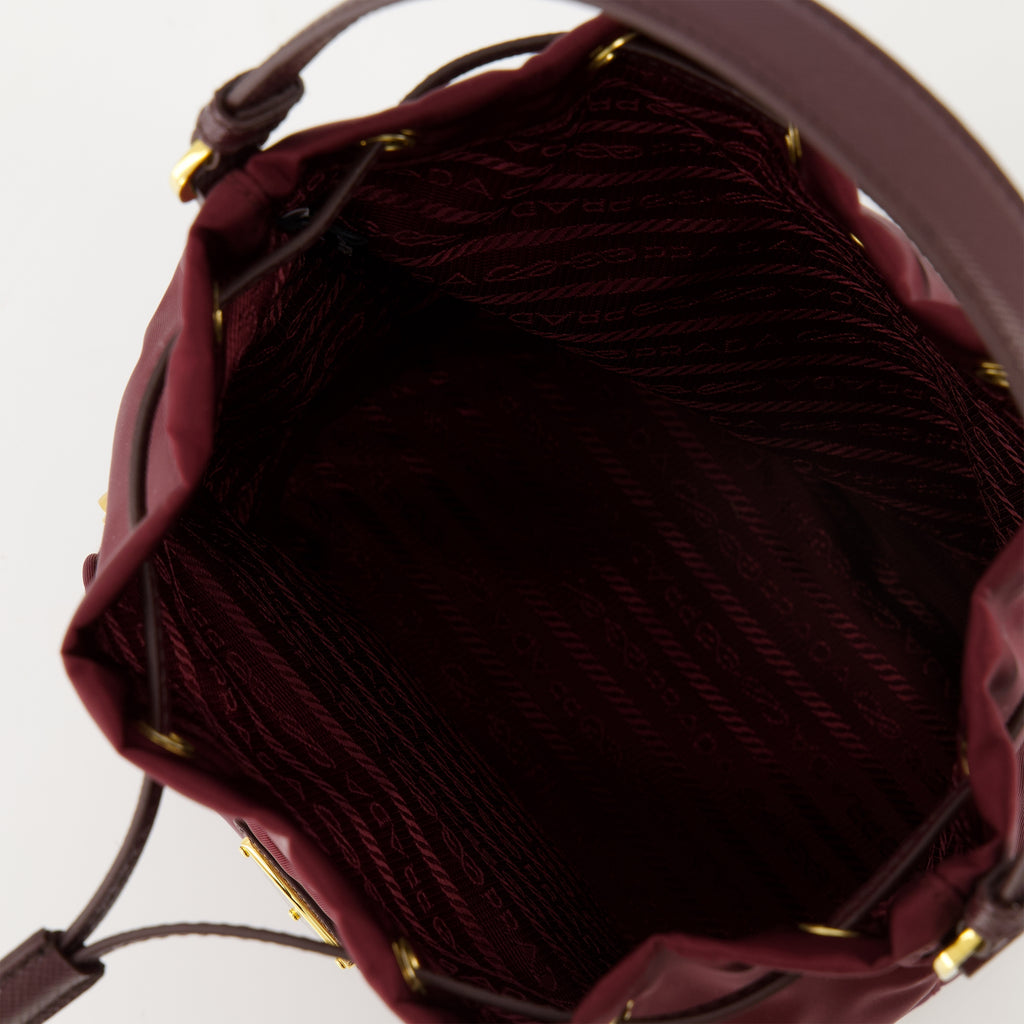 Sacs seau Bolso Bucket Prada Bordeaux Femme