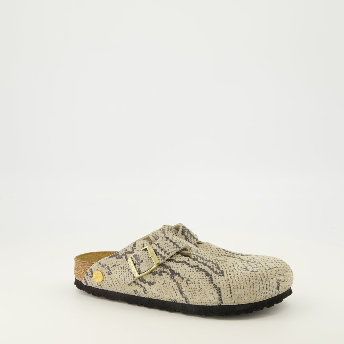 Chaussures ouvertes Boston Mules with Snake Print Birkenstock Beige Femme