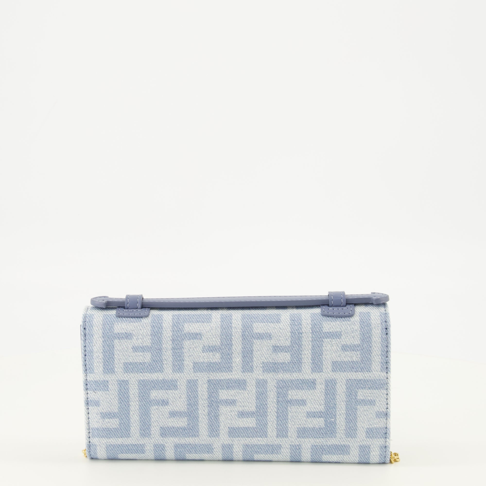 Sacs à main et épaule 블루 FF 데님과 가죽으로 만든 체인 바게트 지갑 Fendi Bleu Femme