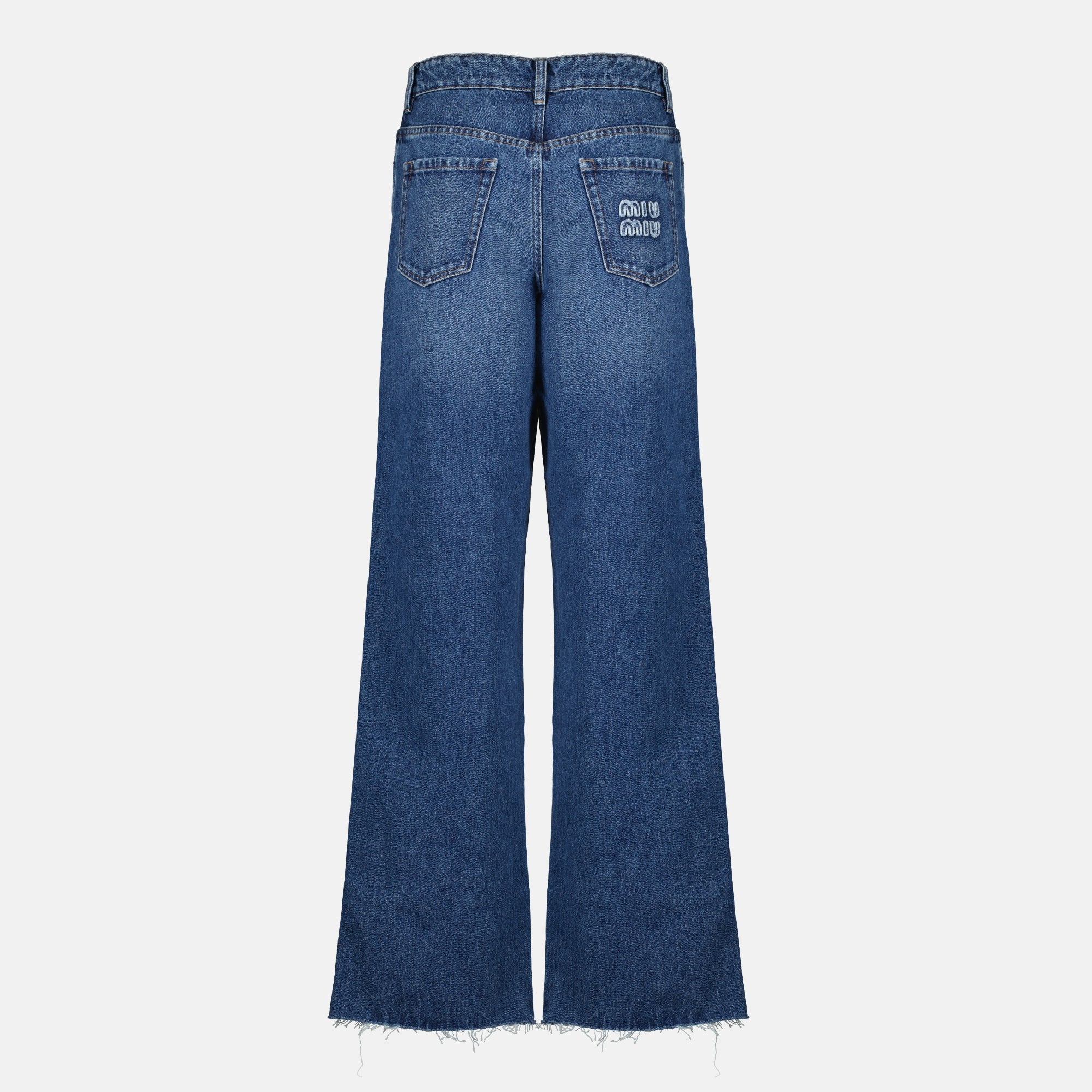 Image of the blue denim jeans article by Miu Miu for Women - Spring-Summer 2026 - Back view