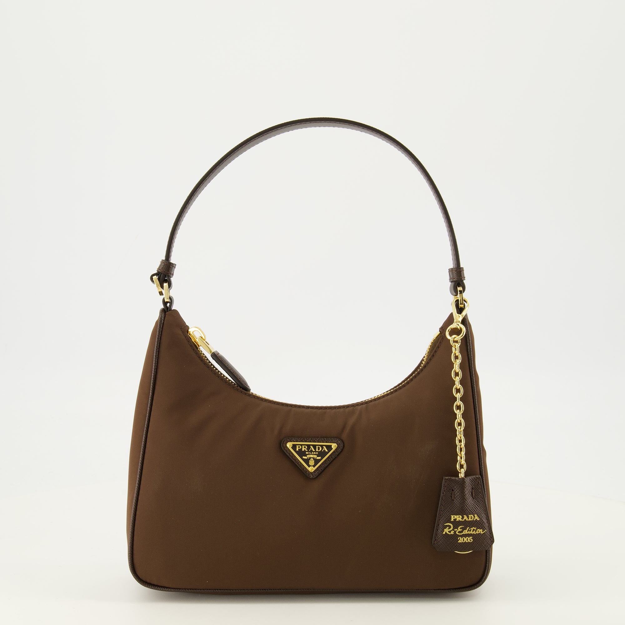 Sacs à main et épaule Mini Re-Edition 2005 Bag in Brown Re-Nylon Prada Marron Femme
