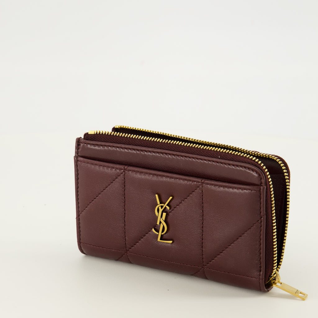 Petite maroquinerie Porte-cartes Jamie zippé bordeaux Saint Laurent Bordeaux Femme