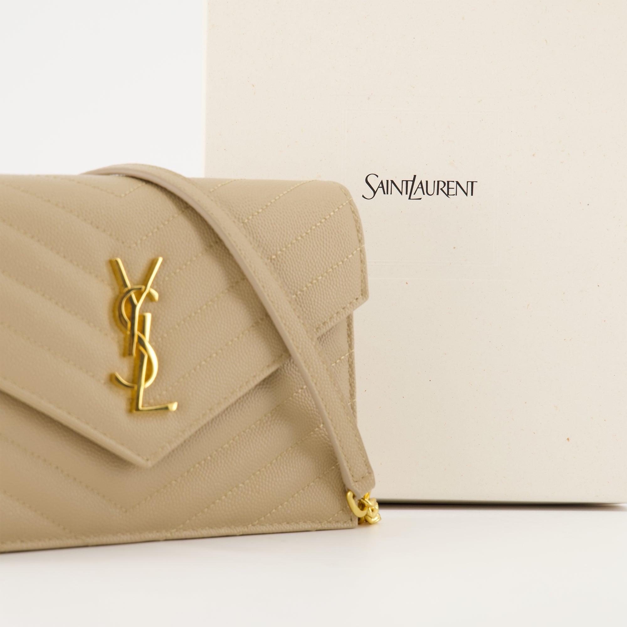 Shoulder bags Chain Envelope Wallets Saint Laurent Beige Women