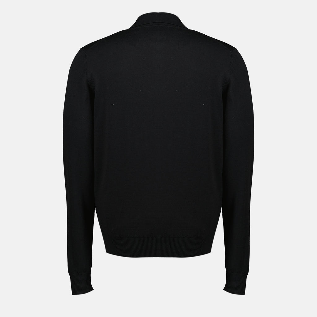 Image of the black wool polo shirt by Fendi for Men - Autumn-Winter 2025 - Back View