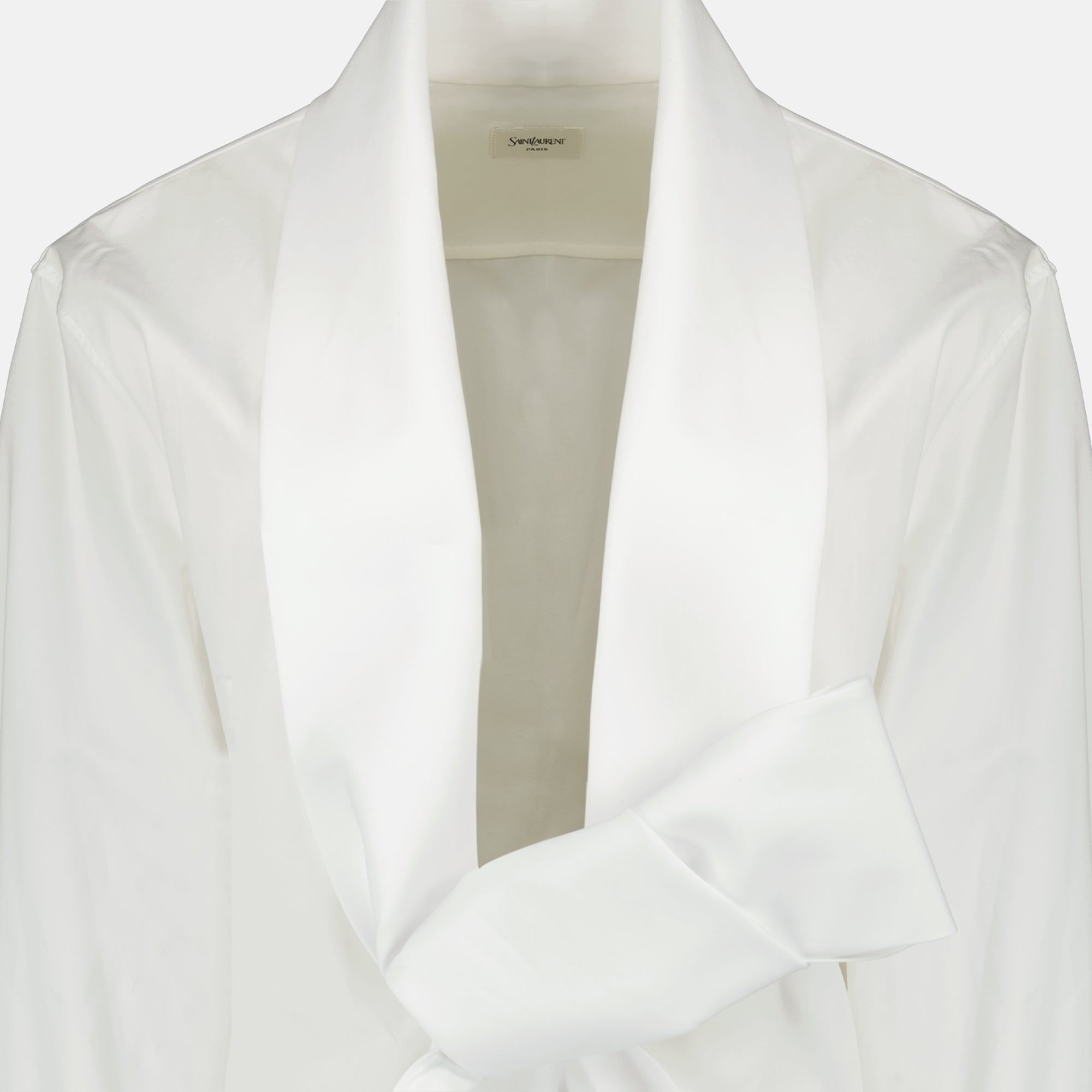 Chemises Camisa con Pajarita en Popelín Blanco Saint Laurent Blanc Femme