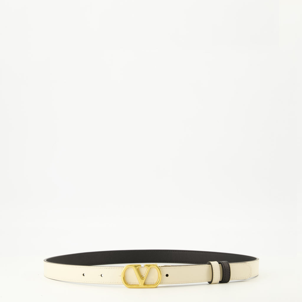 Ceintures 리버서블 VLogo 벨트 블랙과 화이트 20 mm Valentino Garavani Blanc Femme