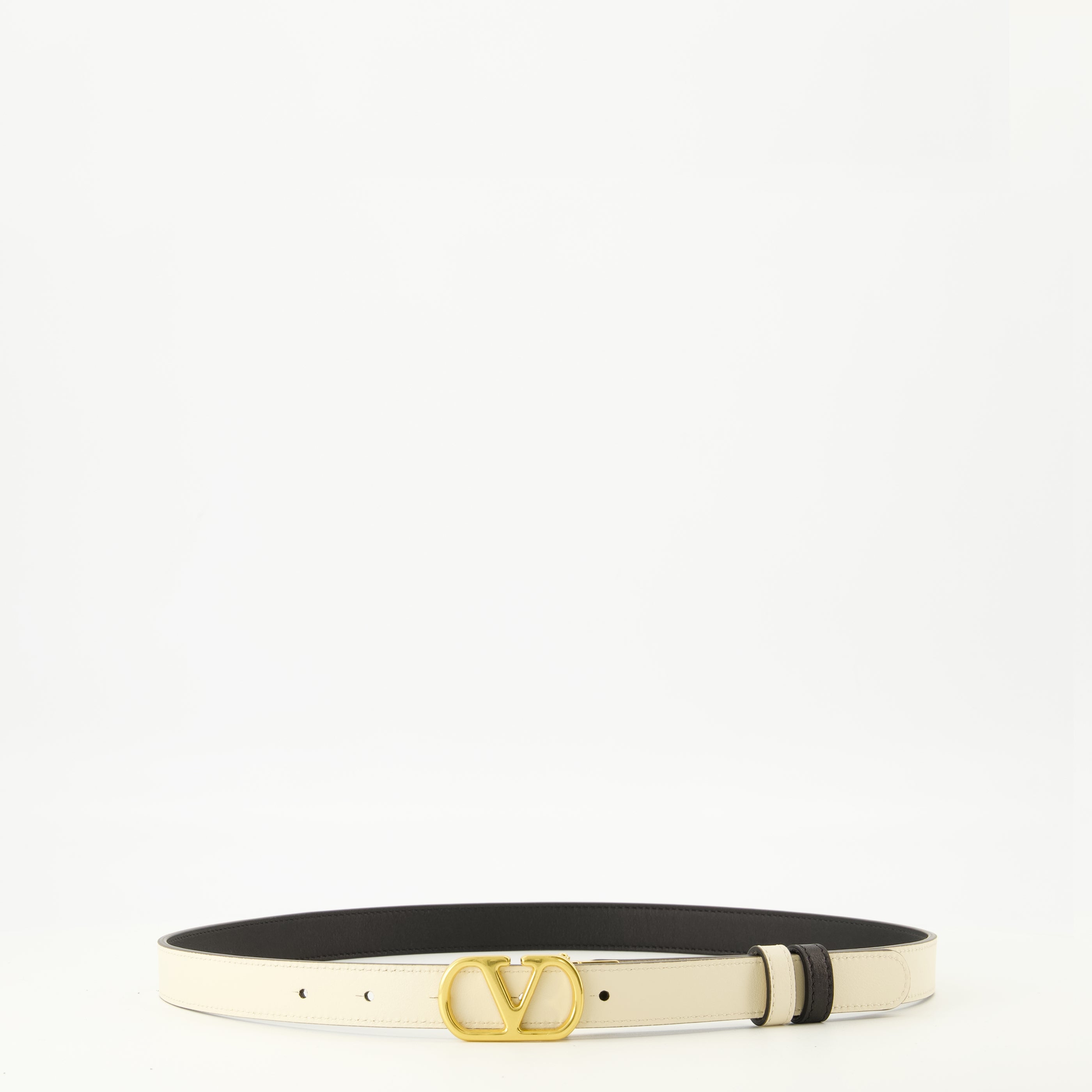 Ceintures 리버서블 VLogo 벨트 블랙과 화이트 20 mm Valentino Garavani Blanc Femme