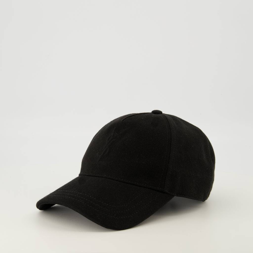 Image de l'article Casquette à logo en denim noir de la marque Saint Laurent pour Homme - Saison Printemps-Été 2026 - Vue de Dos