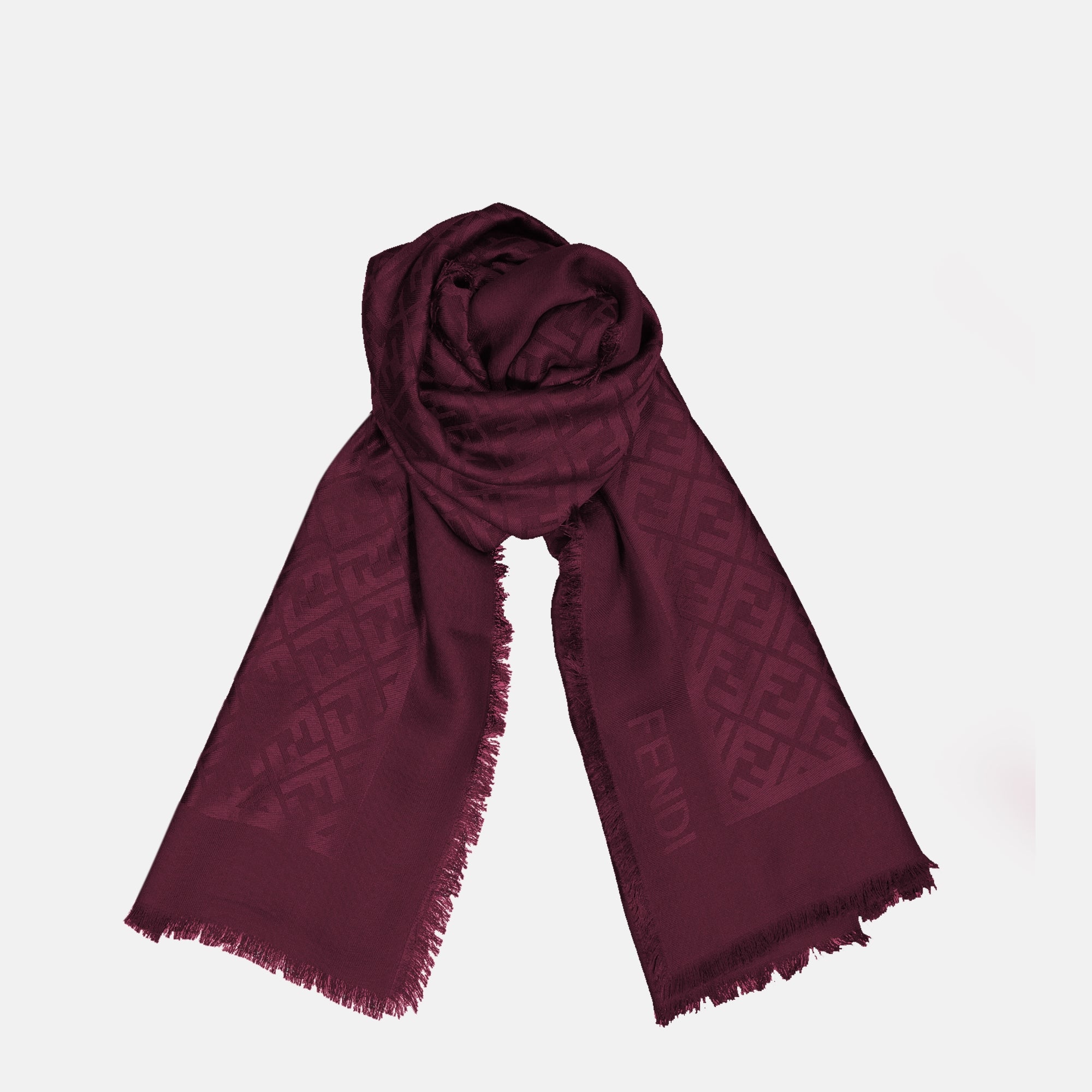 Imagem do lenço FF bordô da marca Fendi para mulheres - Temporada Primavera-Verão 2026 - Vista Traseira