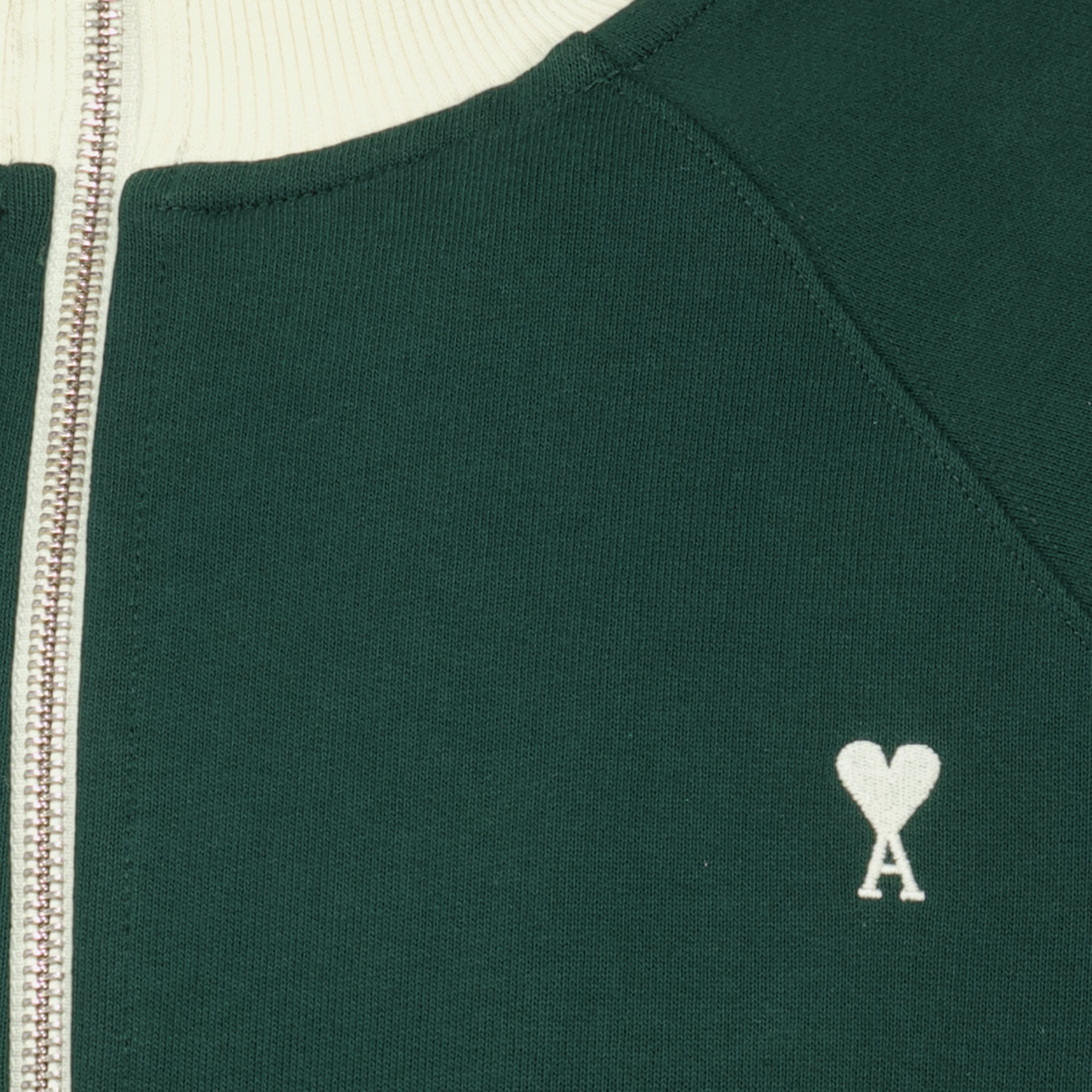 Sweatshirts Giacca in Cotone Verde con Zip Ami PARIS Vert Unisexe