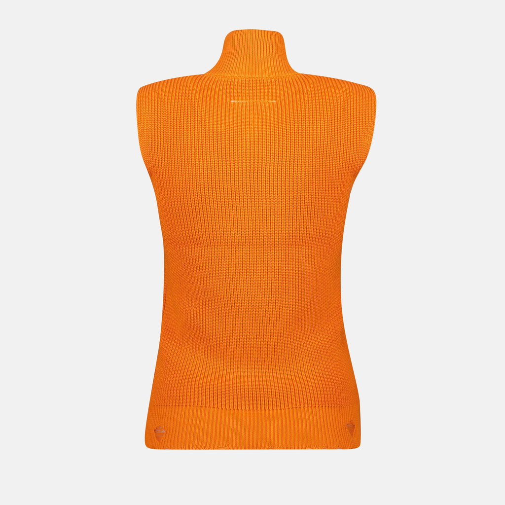 Jackets Sleeveless Knit Vest Mm6 Orange Femme