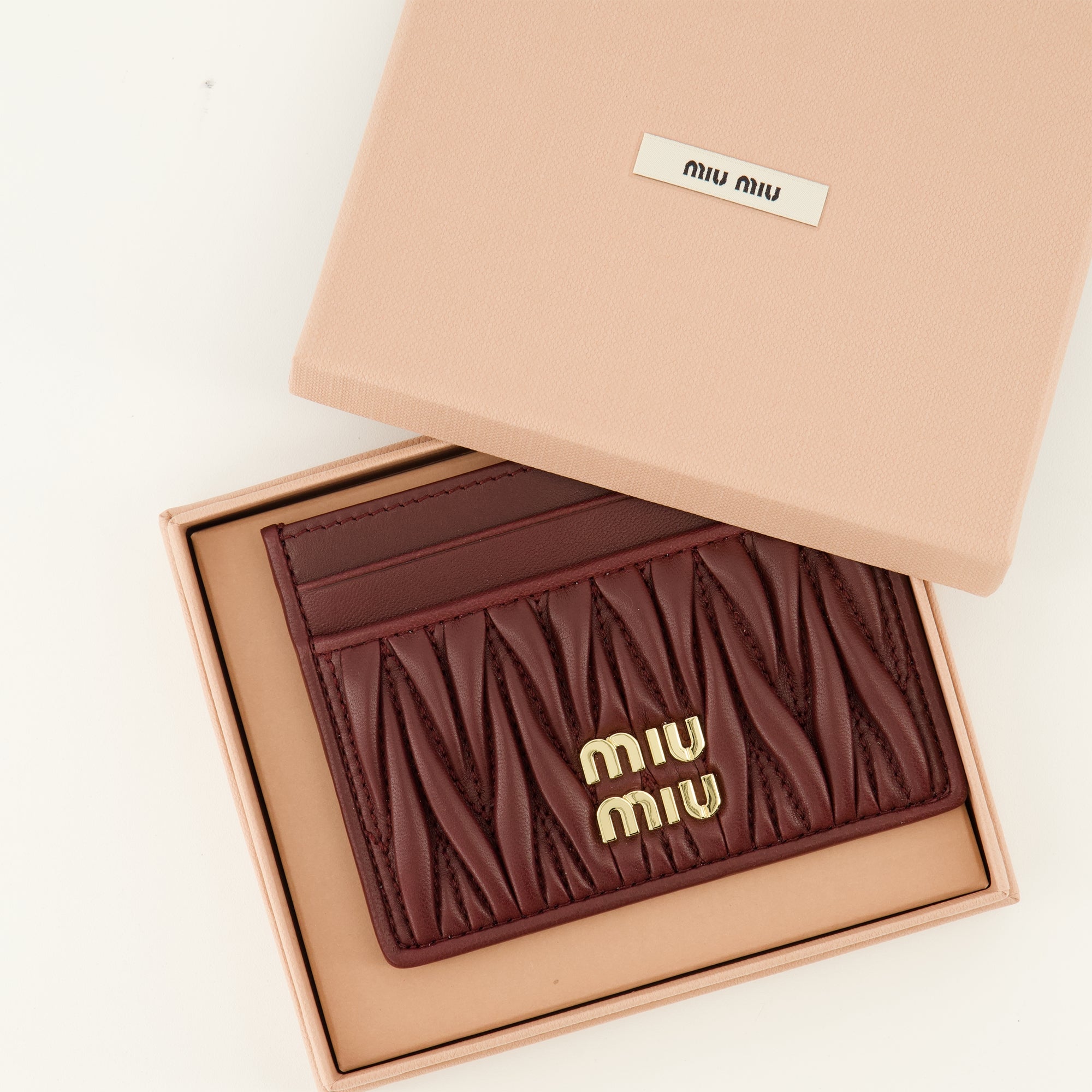 Petite maroquinerie Porte-cartes en cuir matelassé bordeaux Miu Miu Bordeaux Femme