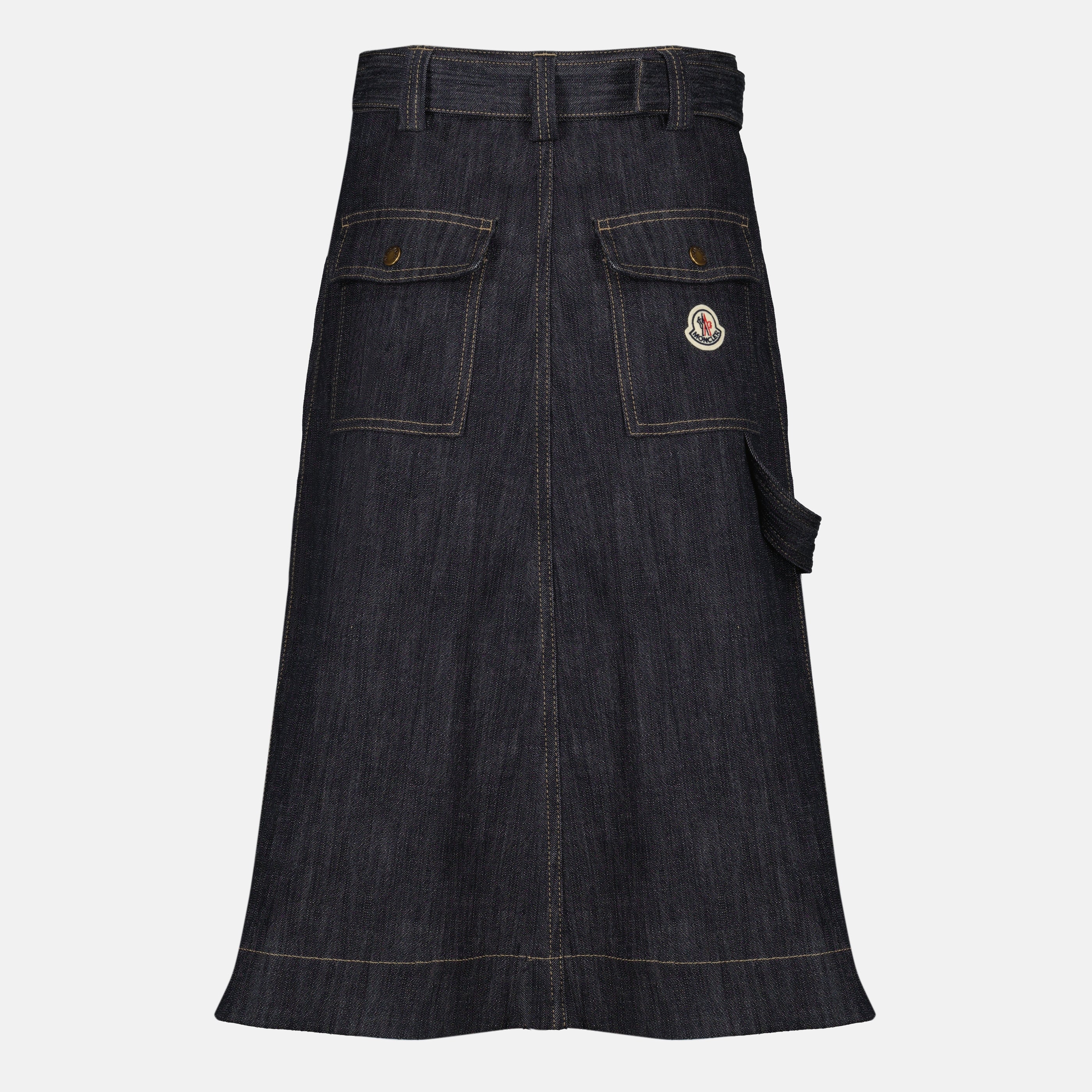 Jupes Gonna Midi in Denim Blu Moncler Bleu foncé Femme