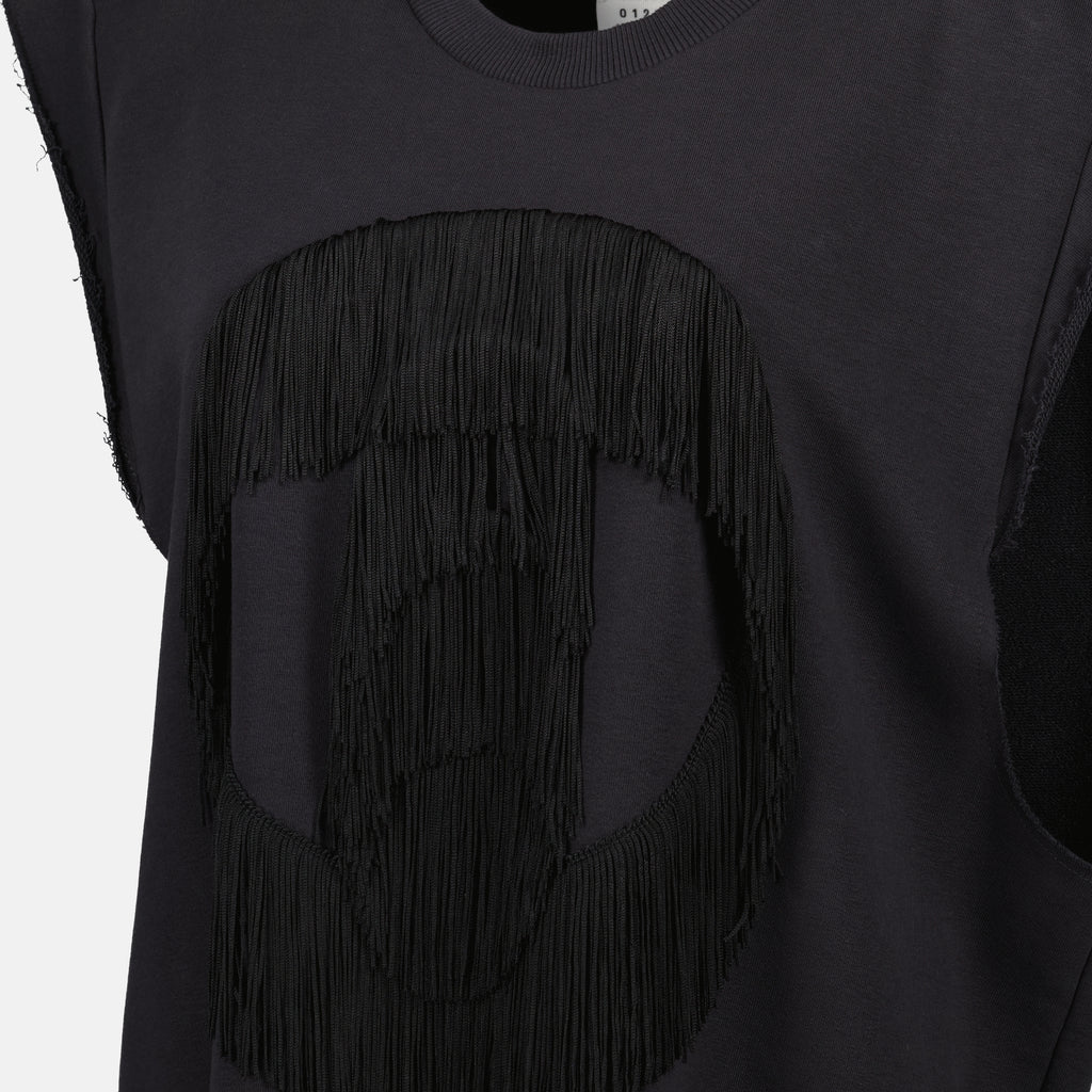 Vestidos Vestido com Franjas Mm6 Preto Femme