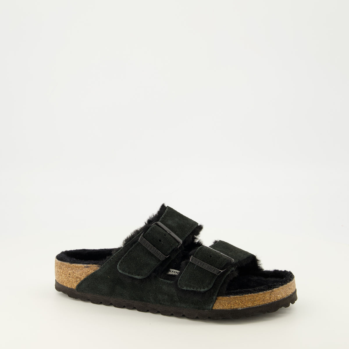 Chaussures ouvertes 블랙 퍼 아리조나 샌들 Birkenstock Noir Unisexe
