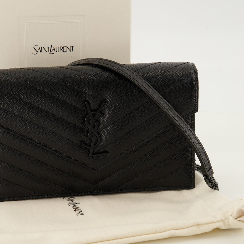 Sacs à main et épaule Cassandre Envelope Chain Wallet noir Saint Laurent Noir Femme