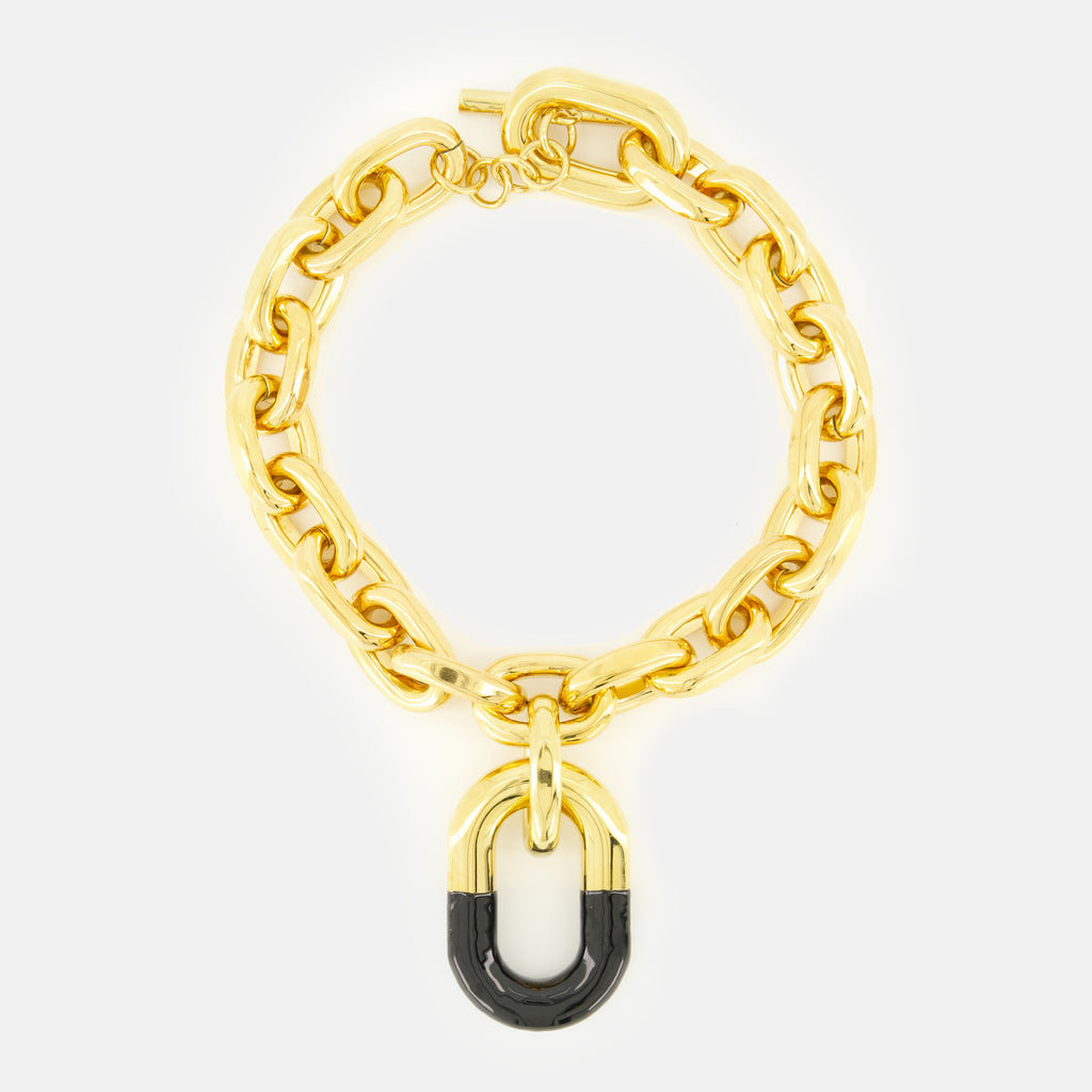 Immagine del collier XL Link nero e dorato del marchio Rabanne per donne - Stagione Primavera-Estate 2026 - Vista Posteriore