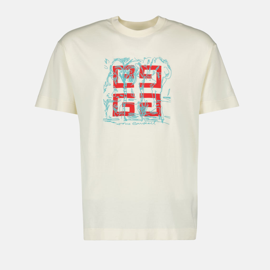 T-shirt T-Shirt Stampata 4G Givenchy Beige Homme