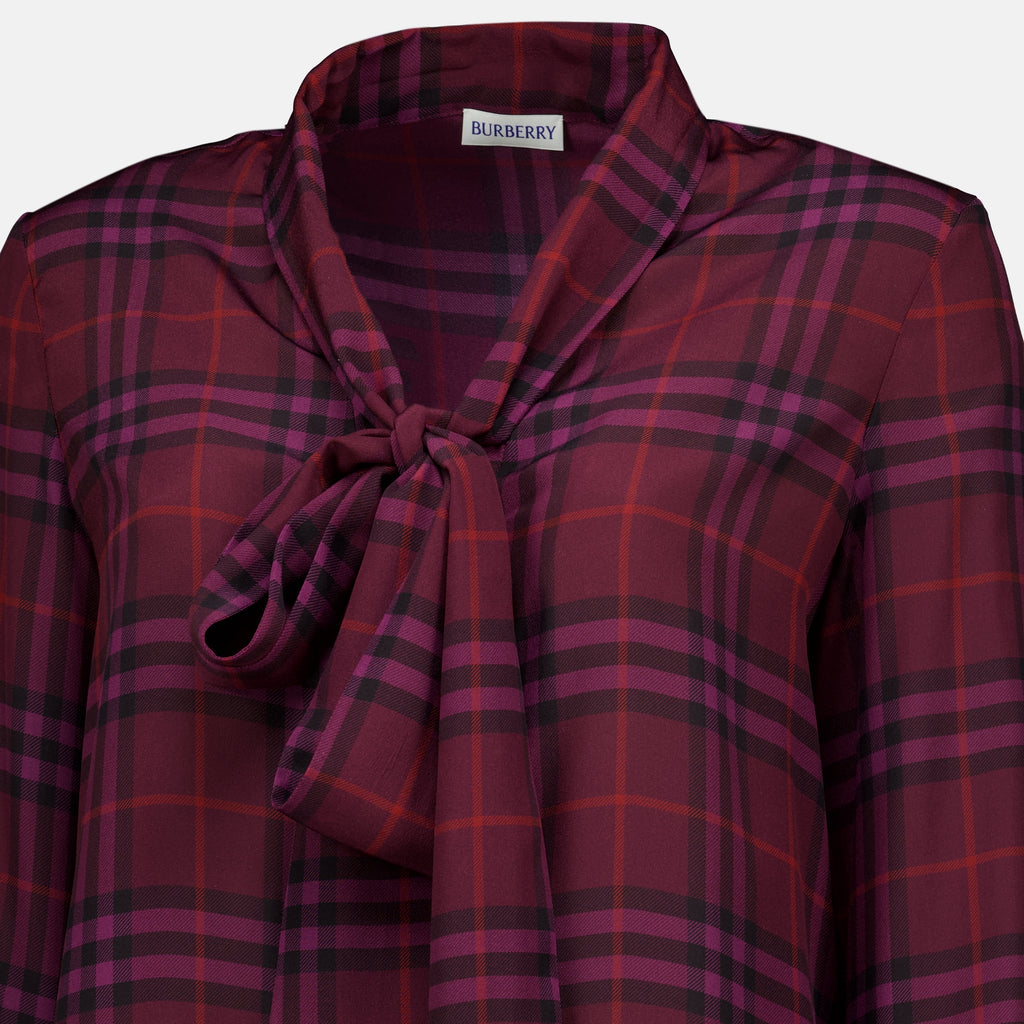Tops Blusa di Seta a Spina di Pesce Burberry Violet Femme