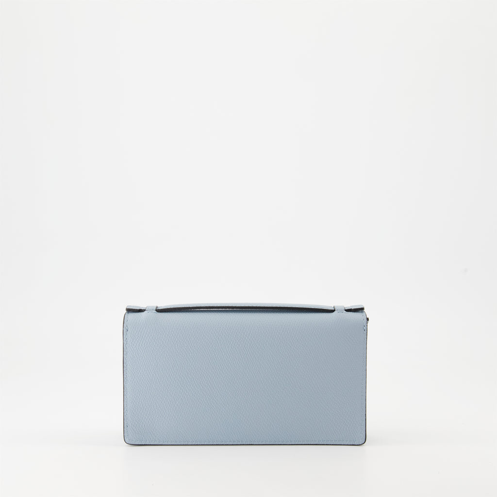 Kleine lederwaren Portefeuille VLogo à chaîne Valentino Garavani Blau Femme