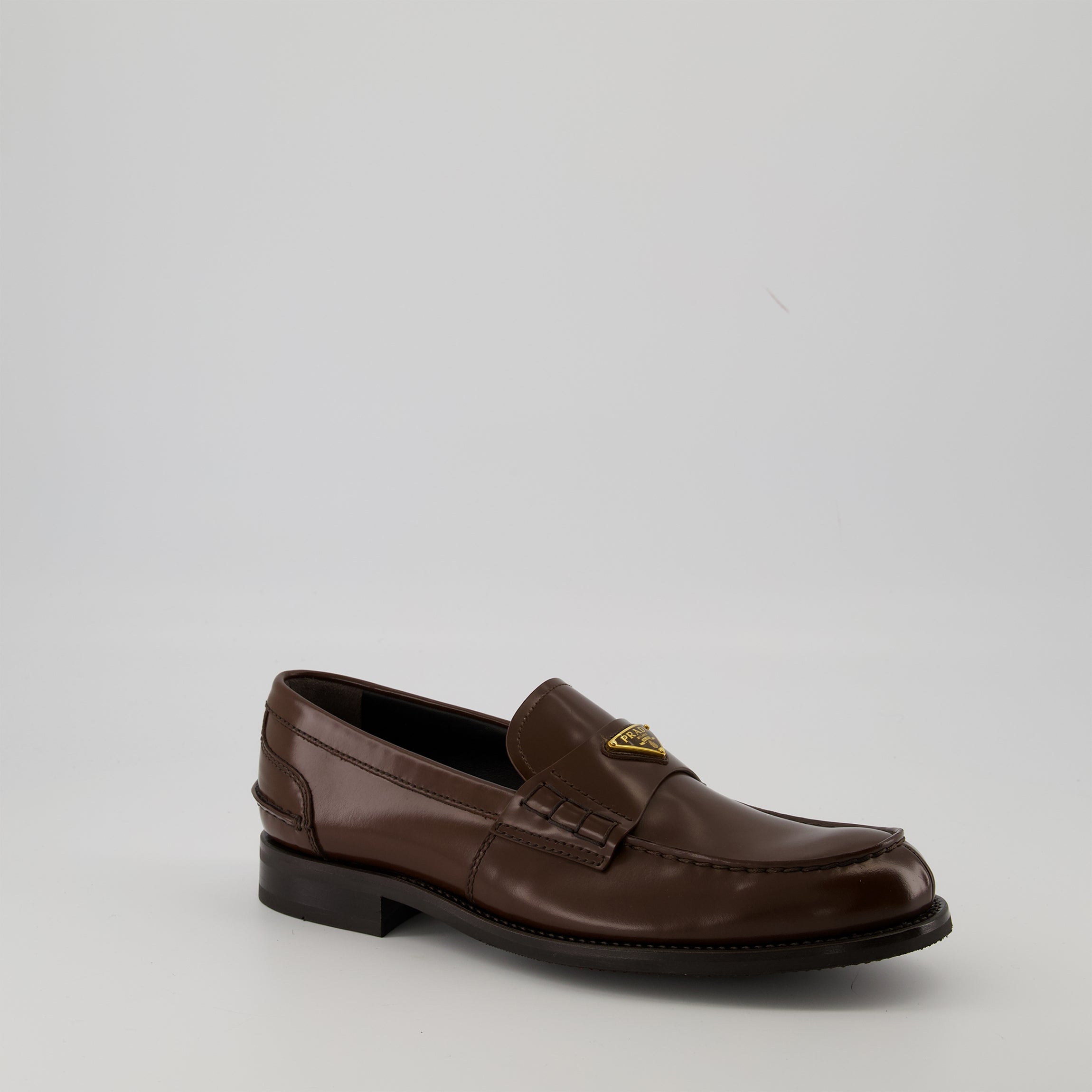 Loafers Brushed Leather Loafers Prada Brown Men