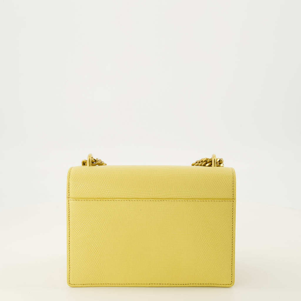 Sacs à main et épaule Borsa in pelle di lucertola gialla Sunset piccola Saint Laurent Jaune Femme