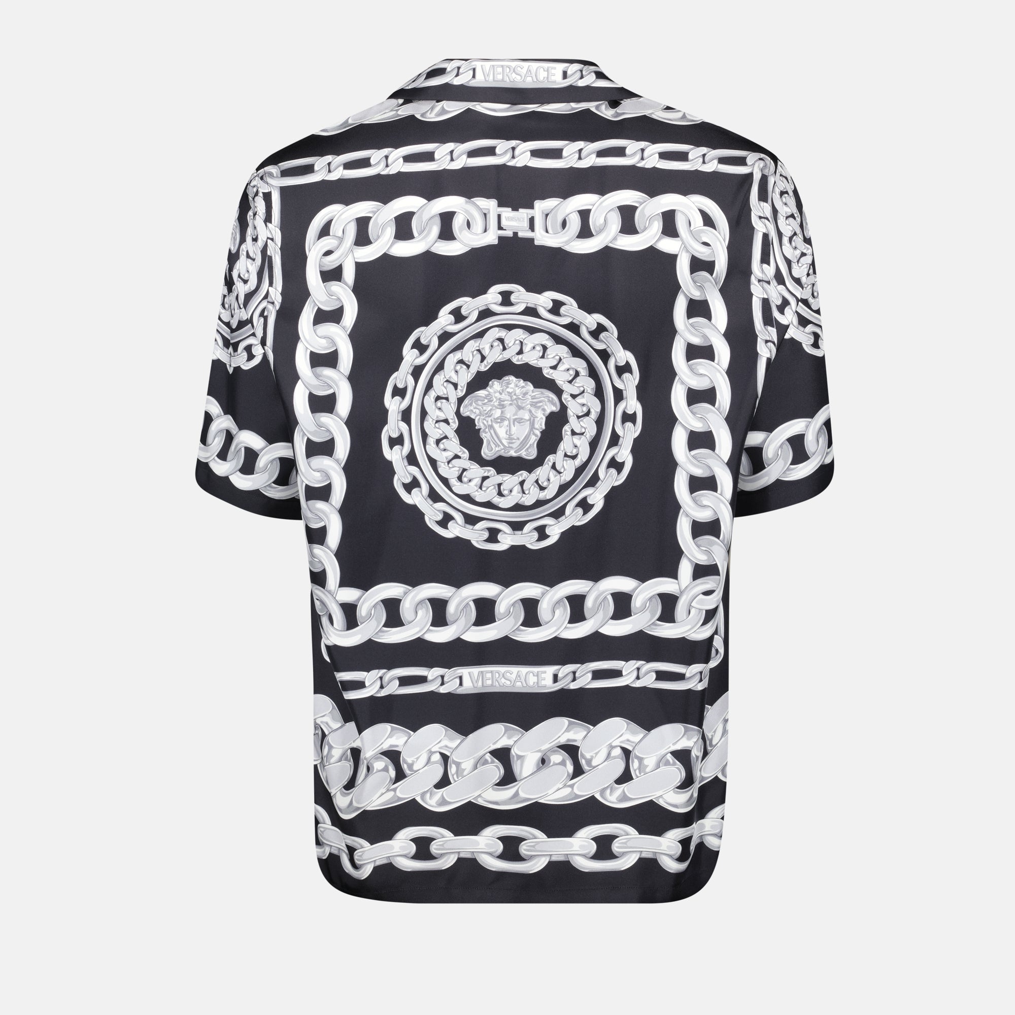 もうすぐ終了SALE VERSACEメンズL 半袖セットアップ メデューサ刺繍黒 ve-frontmelobig-1.jpg