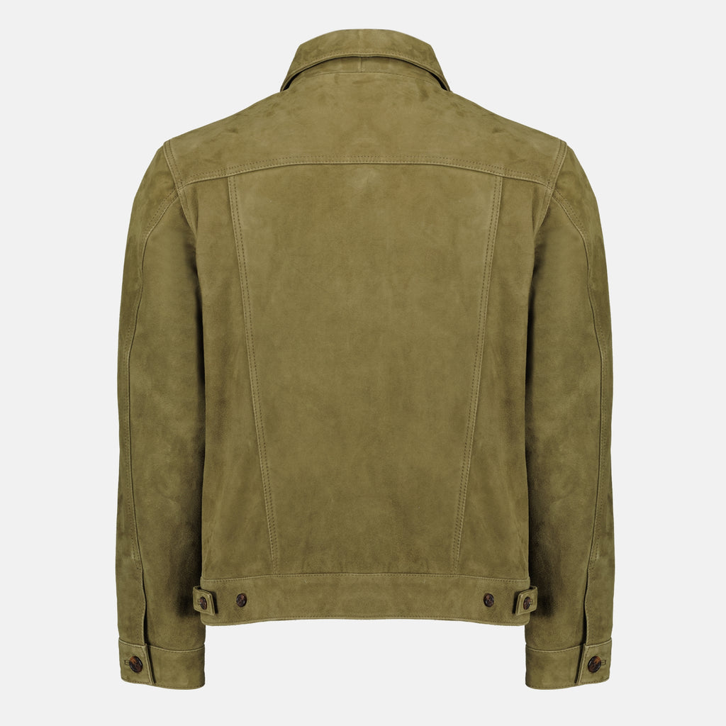 Vestes Liam Olive Suede Jacket Officine Générale Kaki Homme