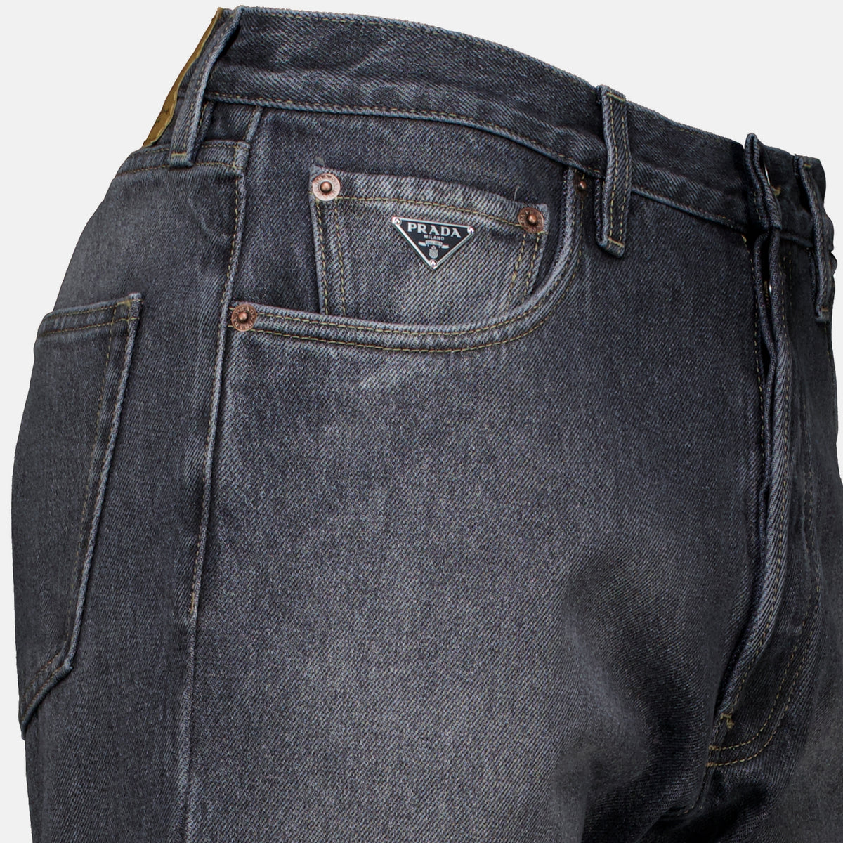 Pantalons Jean en denim vintage Prada Gris Homme