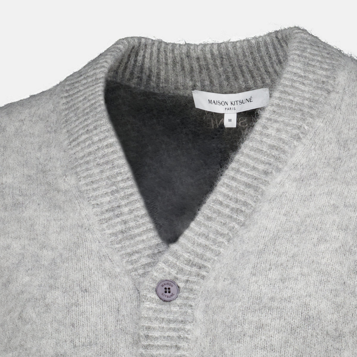 Maille Cardigan effet délavé gris Maison Kitsune Gris Homme