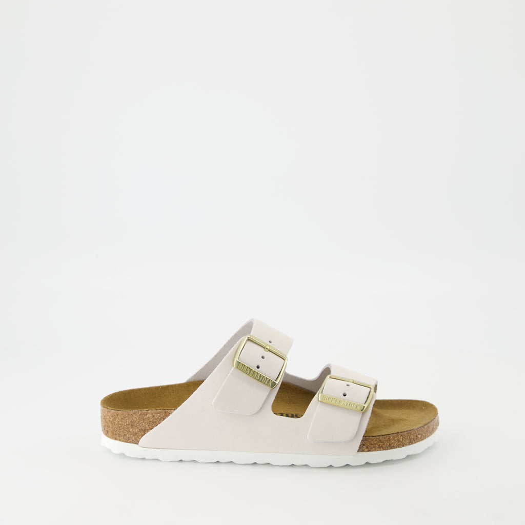 Zapatos abiertos Sandalias Arizona Grises Birkenstock Blanco Femme
