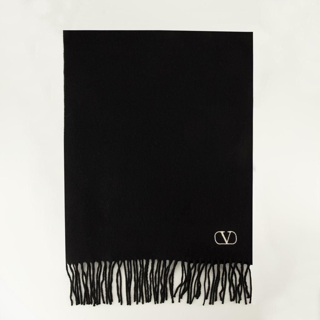 Écharpes, foulards et gants Schwarzer VLogo Wollschal Valentino Garavani Noir Homme