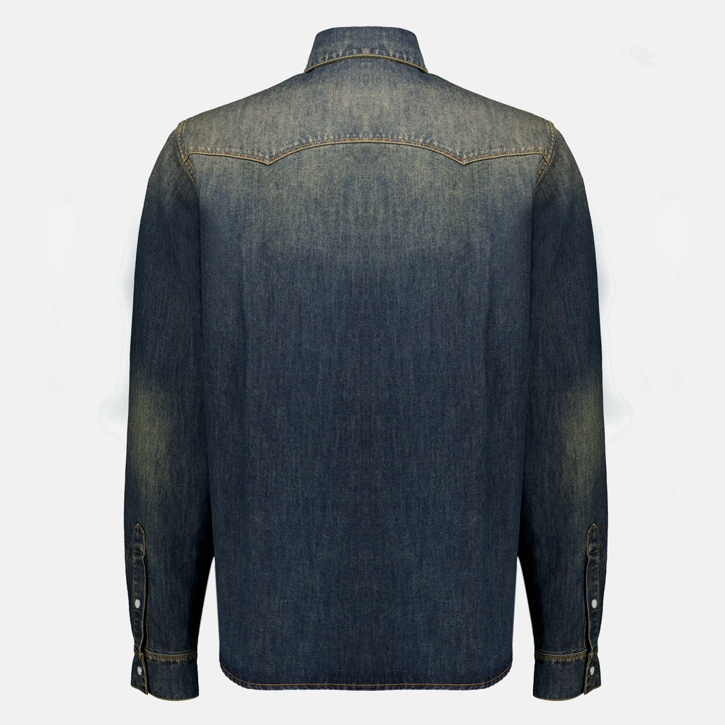 Chemises Faded Blue Denim Shirt Fendi Bleu Homme