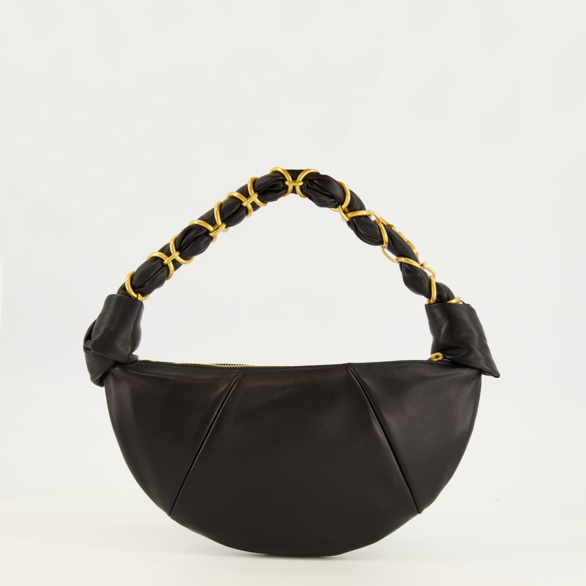 Sacs à main et épaule Bolsa Amalia Mini Hobo em Couro Preto Saint Laurent Noir Femme