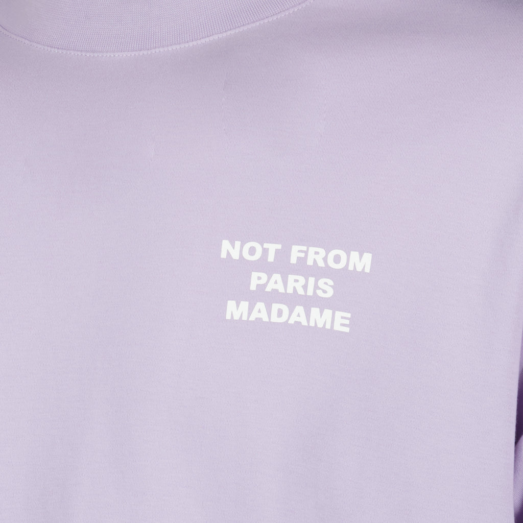 Immagine dell'articolo T-shirt lilla con slogan del marchio Drole De Monsieur per Uomo - Stagione Primavera-Estate 2026 - Vista Dettagliata_1