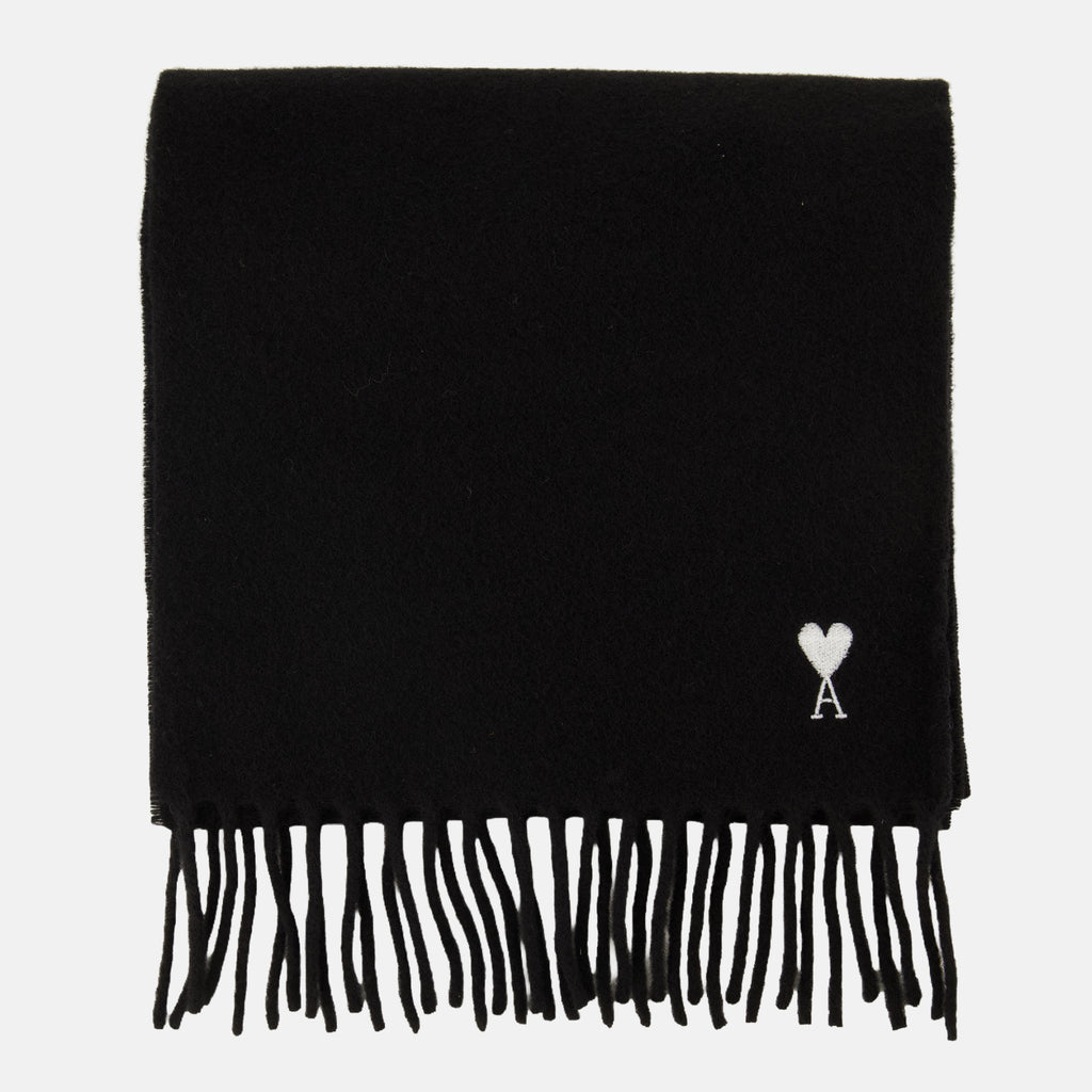 Écharpes, foulards et gants Schwarzer Wollschal Ami PARIS Noir Unisexe