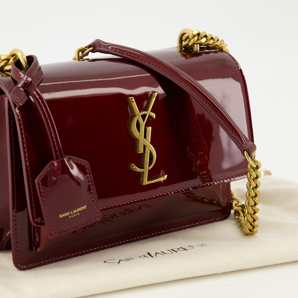 Sacs à main et épaule Bolsa Sunset em Pele Verniz Bordô Saint Laurent Bordeaux Femme