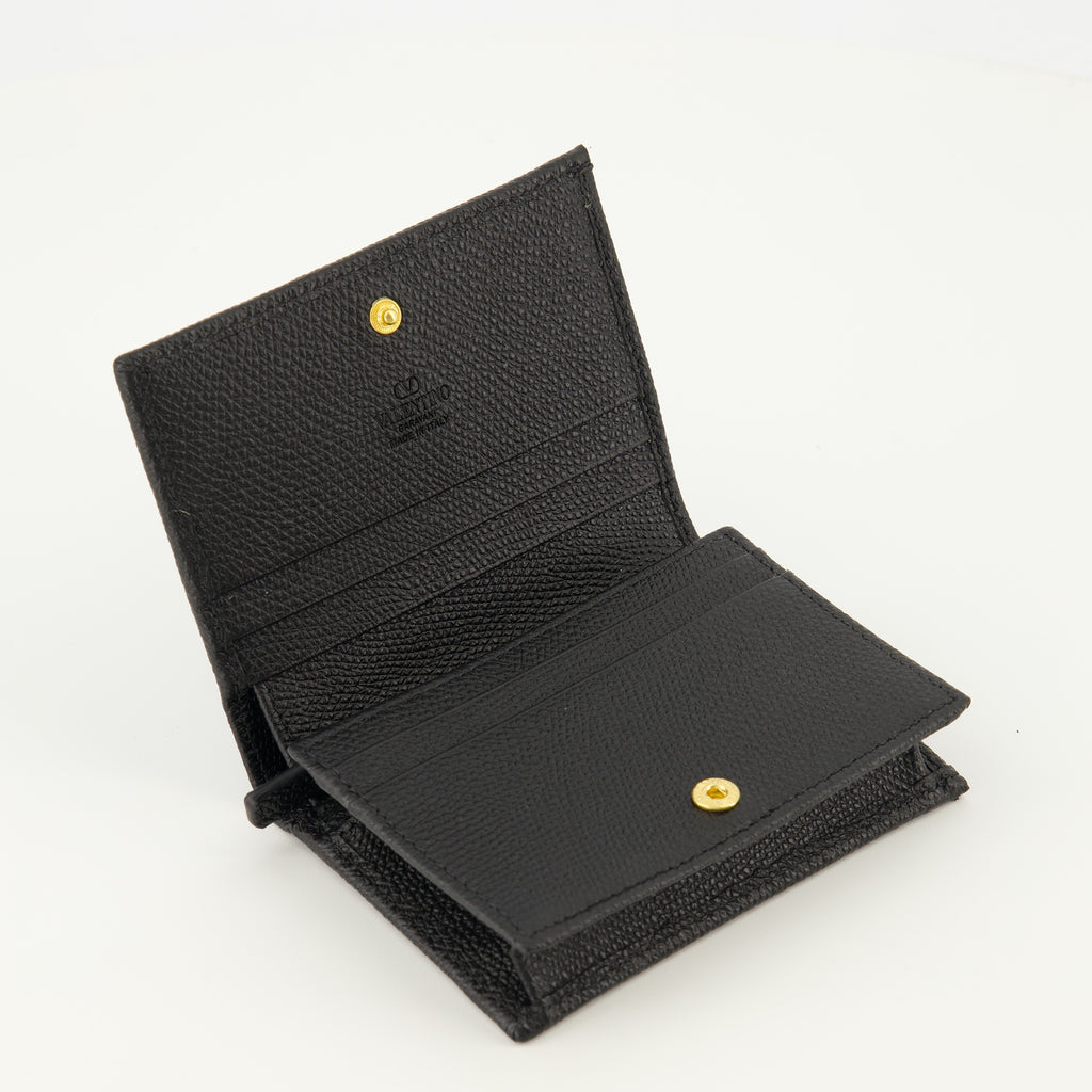 Petite maroquinerie 黒のレザーVlogo財布 Valentino Garavani Noir Femme