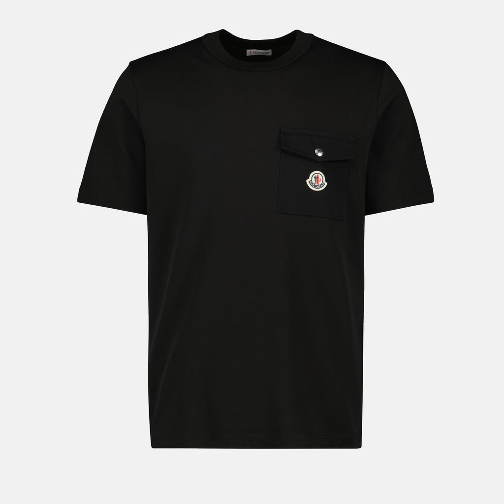 Camisetas T-Shirt com Bolso e Logo Moncler Preto Homme