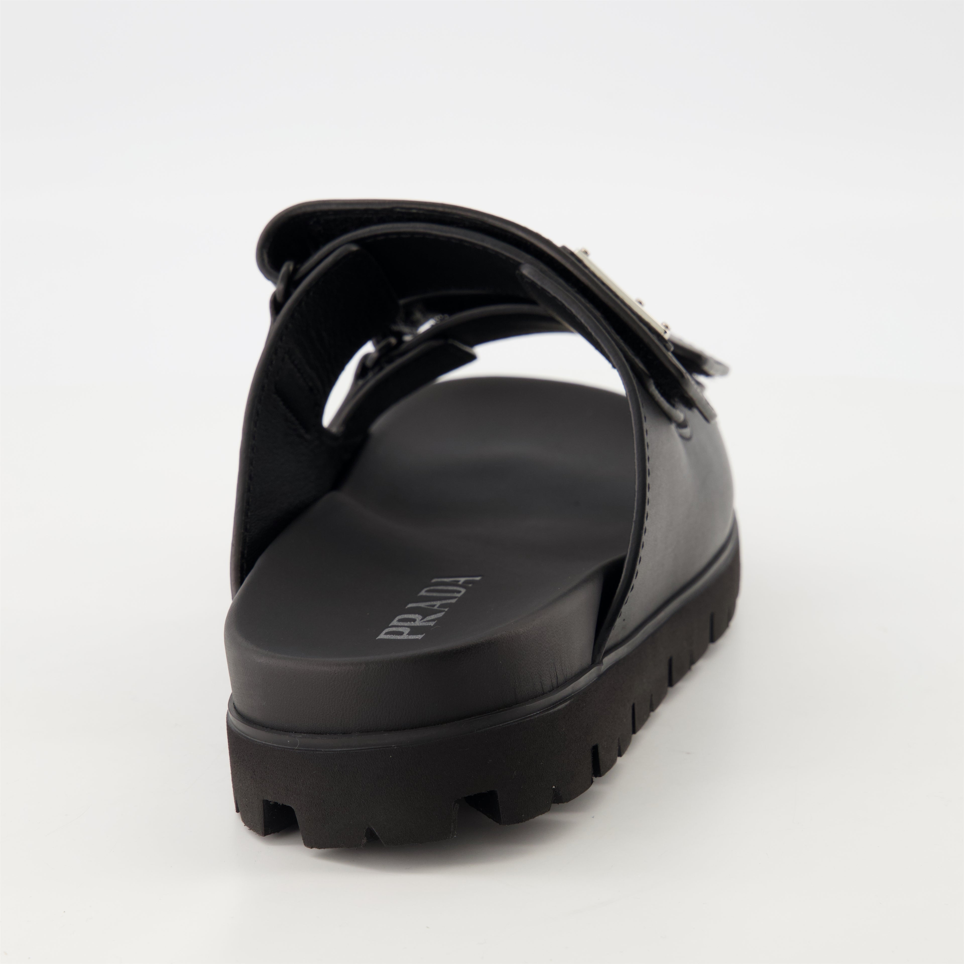 Open shoes Leather Flip-Flops Prada Black Homme