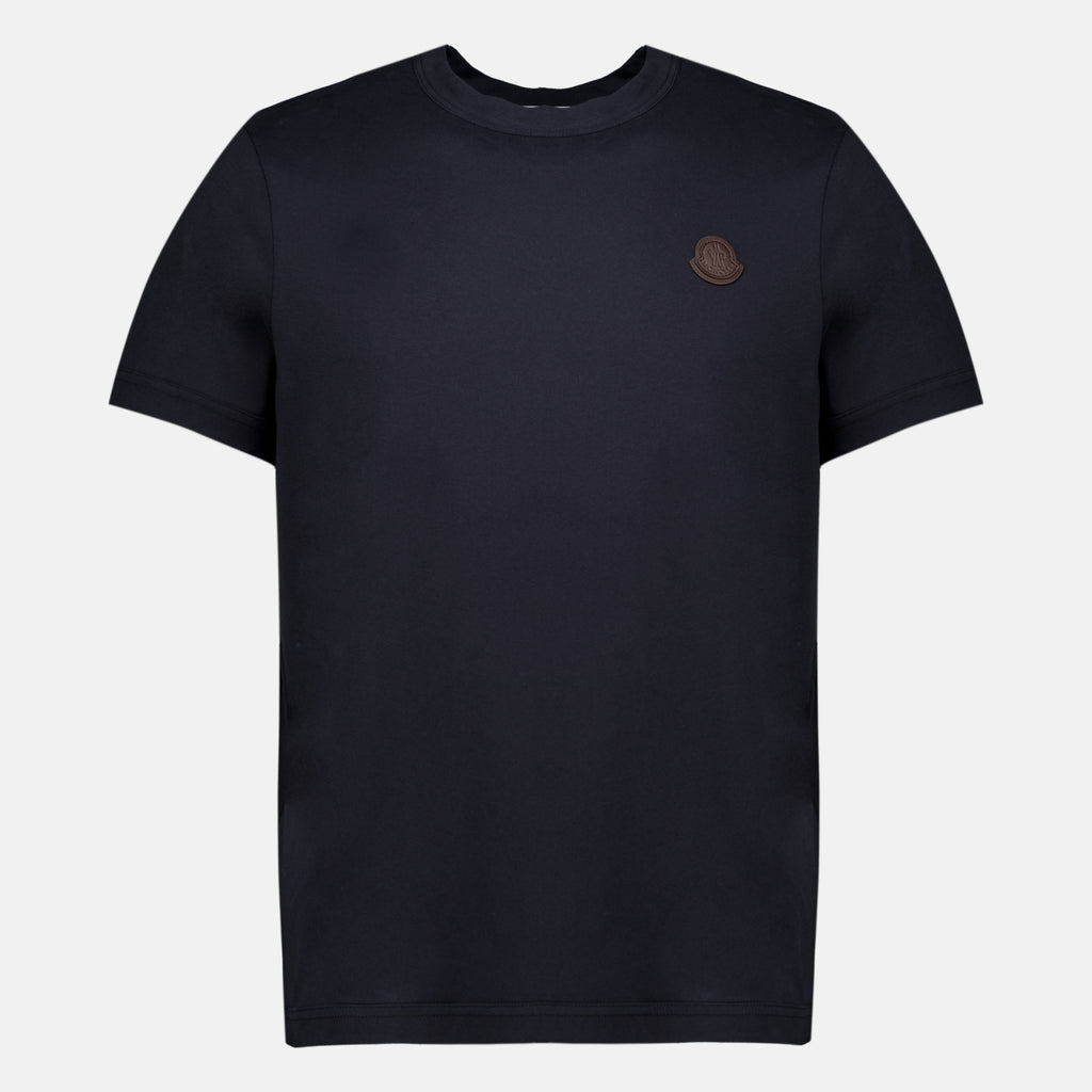 T-shirts 네이비 블루 가죽 로고 티셔츠 Moncler Bleu foncé Homme