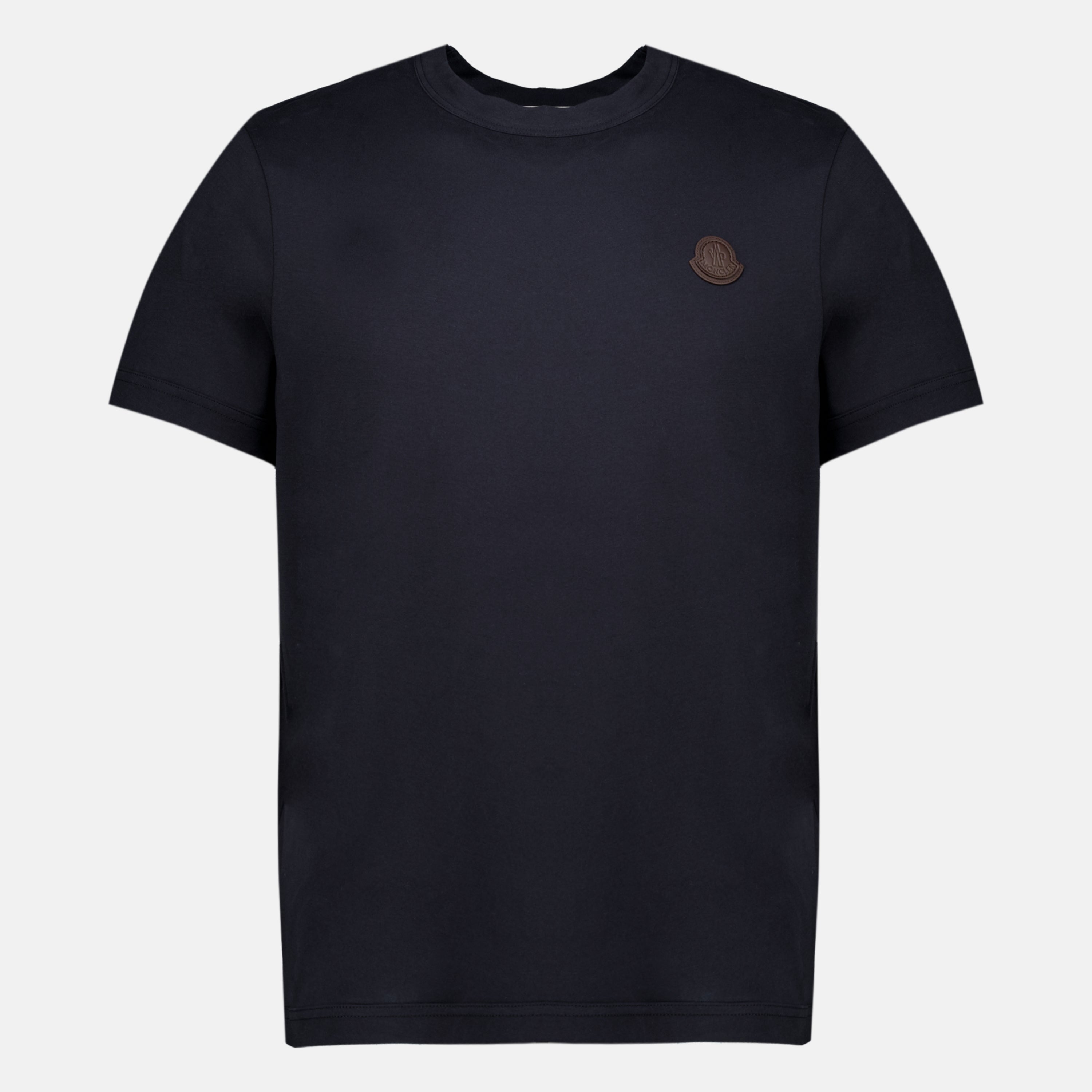 T-shirts T-Shirt in Pelle Blu Navy con Logo Moncler Bleu foncé Homme