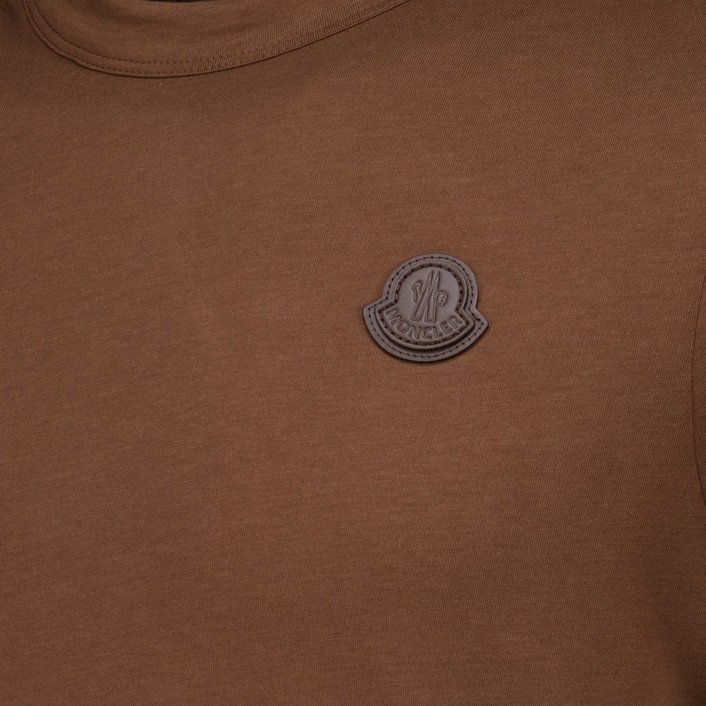 T-shirts Braunes Leder-Logo T-Shirt Moncler Marron Homme