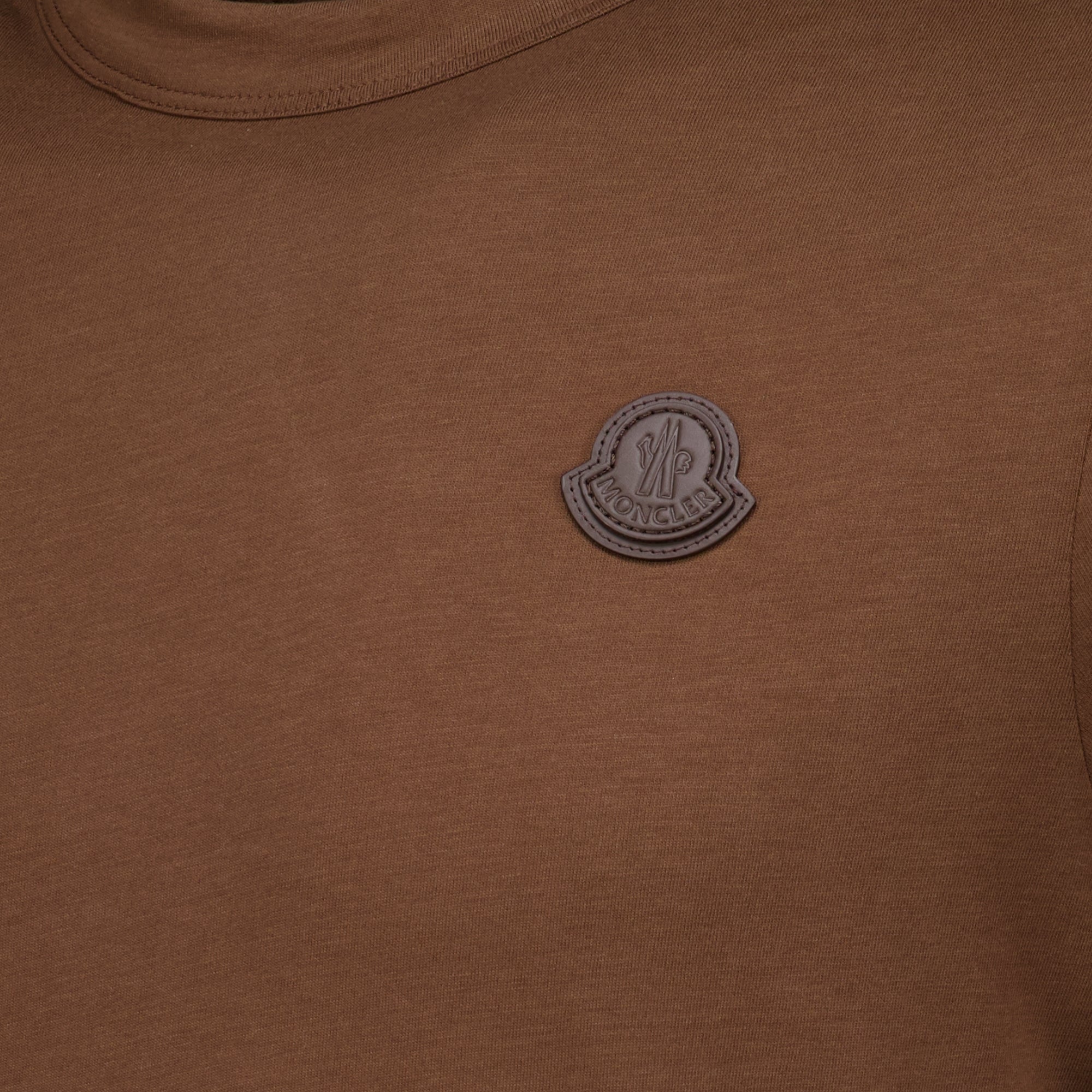 T-shirts T-Shirt in Pelle Marrone con Logo Moncler Marron Homme