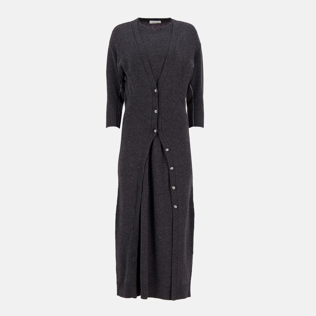 Bild des langen Wollkleides von Rabanne für Frauen - Herbst/Winter 2025 - Vorderansicht