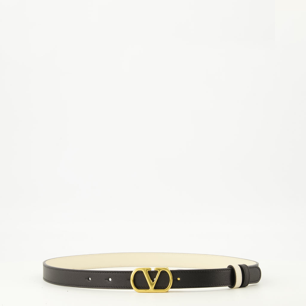 Ceintures 리버서블 VLogo 벨트 블랙과 화이트 20 mm Valentino Garavani Blanc Femme