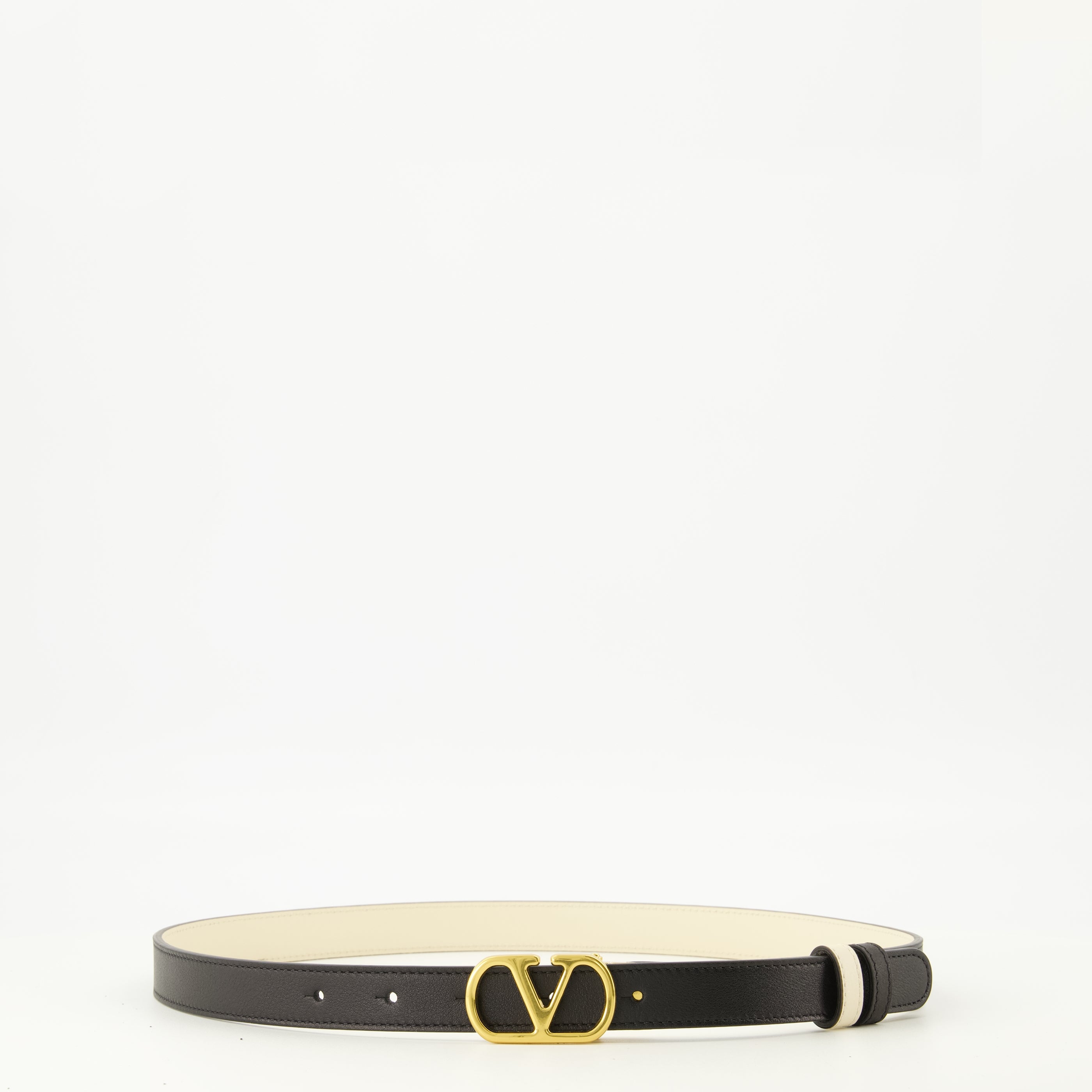 Ceintures 리버서블 VLogo 벨트 블랙과 화이트 20 mm Valentino Garavani Blanc Femme